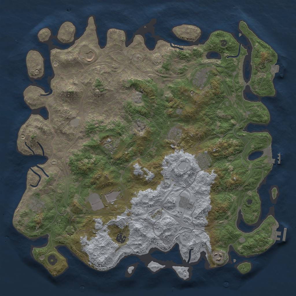 Rust Map: Procedural Map, Size: 4500, Seed: 1919735497, 19 Monuments