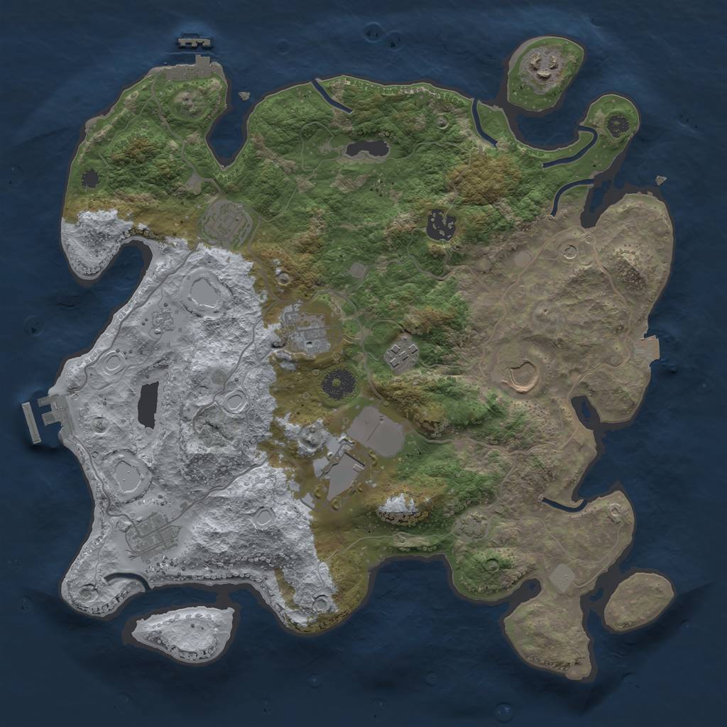 Rust Map: Procedural Map, Size: 3500, Seed: 89372043, 16 Monuments