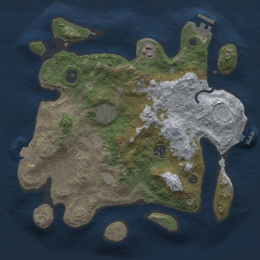 Rust Map: Procedural Map, Size: 3000, Seed: 845872278, 11 Monuments