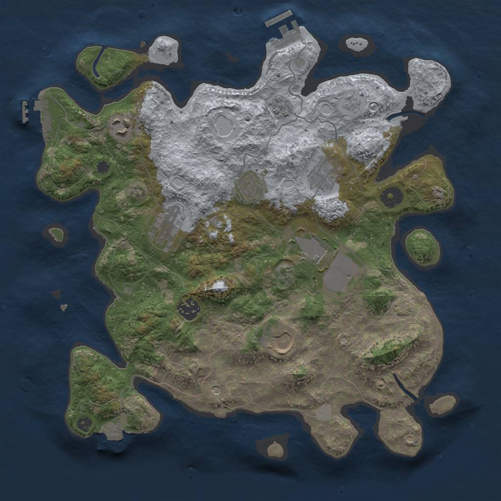 Rust Map: Procedural Map, Size: 3500, Seed: 89372044, 16 Monuments