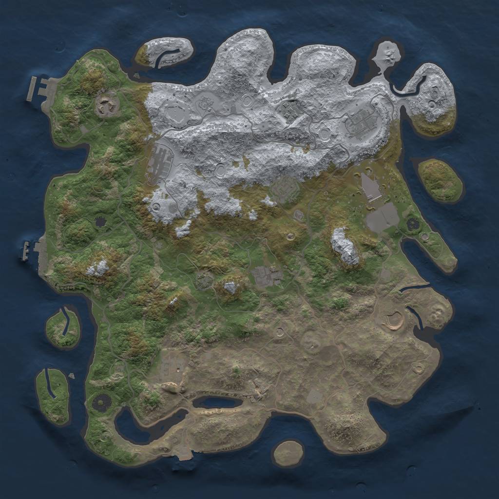 Rust Map: Procedural Map, Size: 4000, Seed: 795834707, 17 Monuments