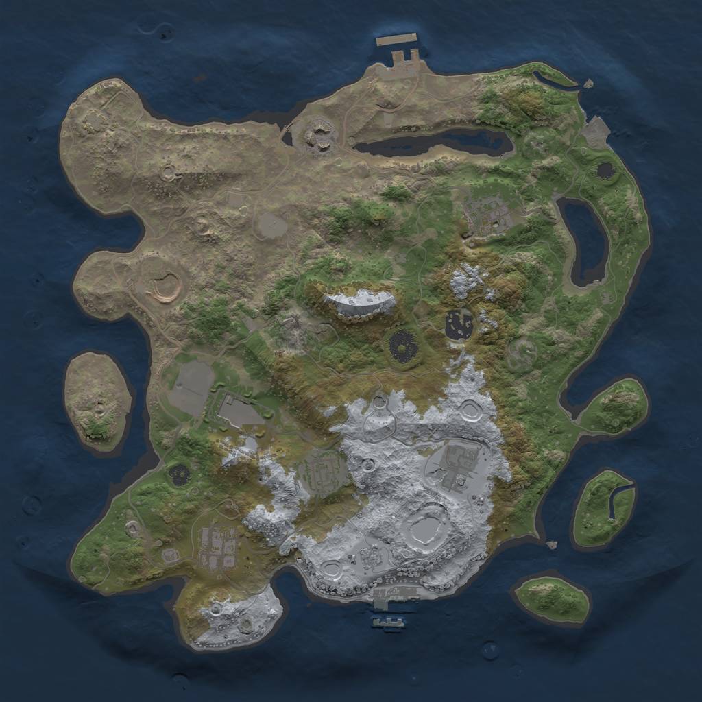 Rust Map: Procedural Map, Size: 3500, Seed: 1217381248, 16 Monuments