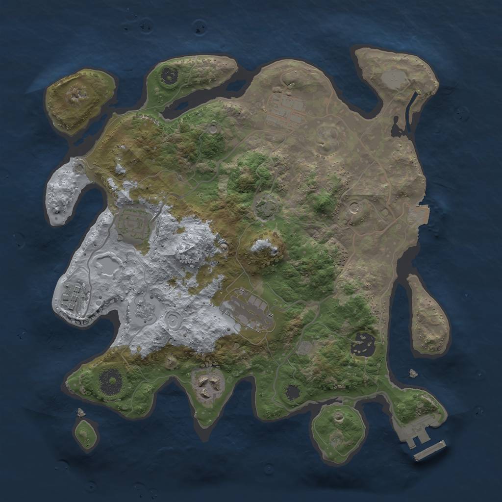 Rust Map: Procedural Map, Size: 3000, Seed: 23372, 13 Monuments