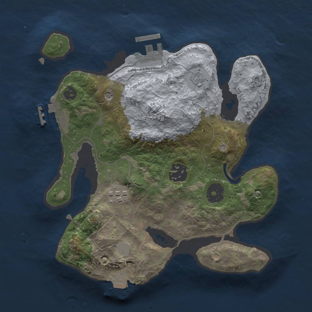 Rust Map: Procedural Map, Size: 2500, Seed: 1544350249, 9 Monuments