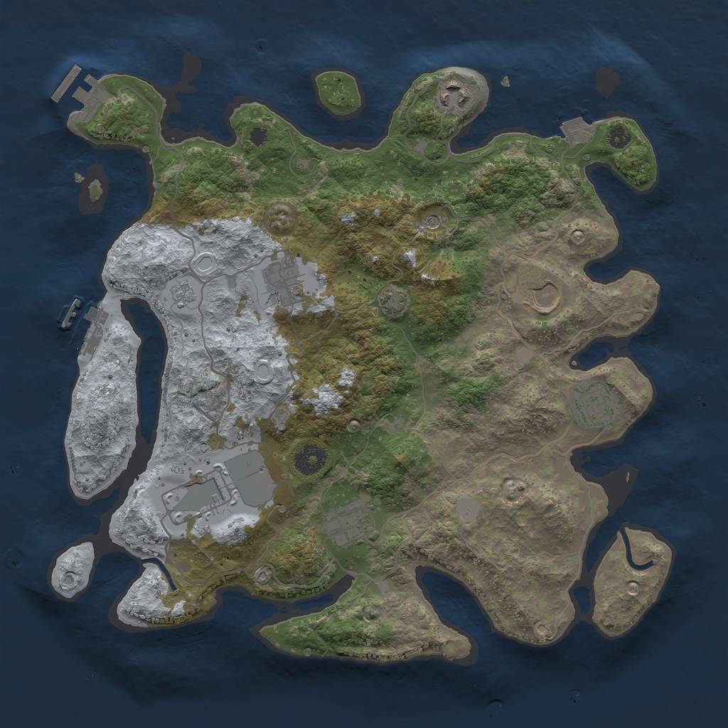 Rust Map: Procedural Map, Size: 3500, Seed: 440634981, 14 Monuments