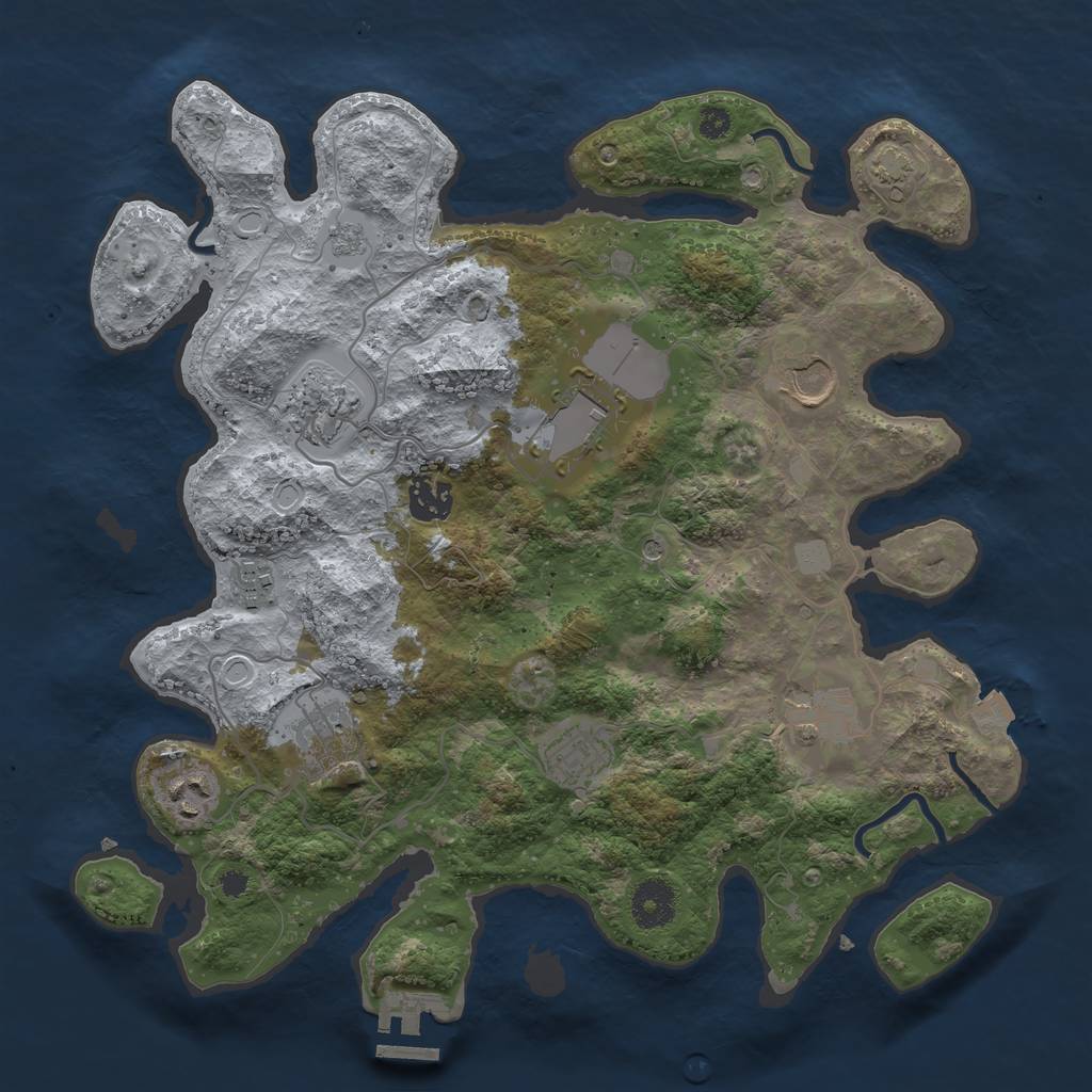 Rust Map: Procedural Map, Size: 3500, Seed: 38833663, 16 Monuments