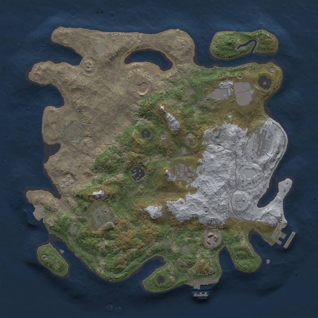 Rust Map: Procedural Map, Size: 3500, Seed: 63593575, 17 Monuments