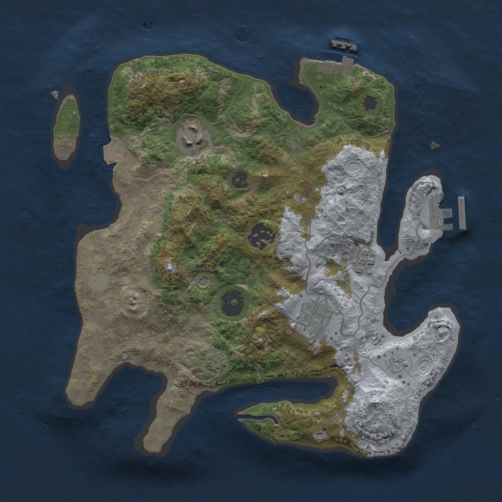 Rust Map: Procedural Map, Size: 3000, Seed: 523046673, 12 Monuments