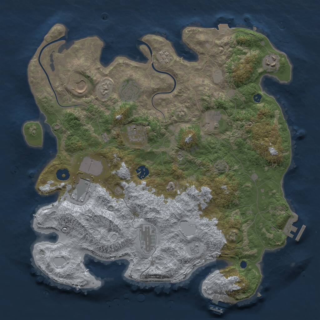 Rust Map: Procedural Map, Size: 3750, Seed: 75918442, 15 Monuments