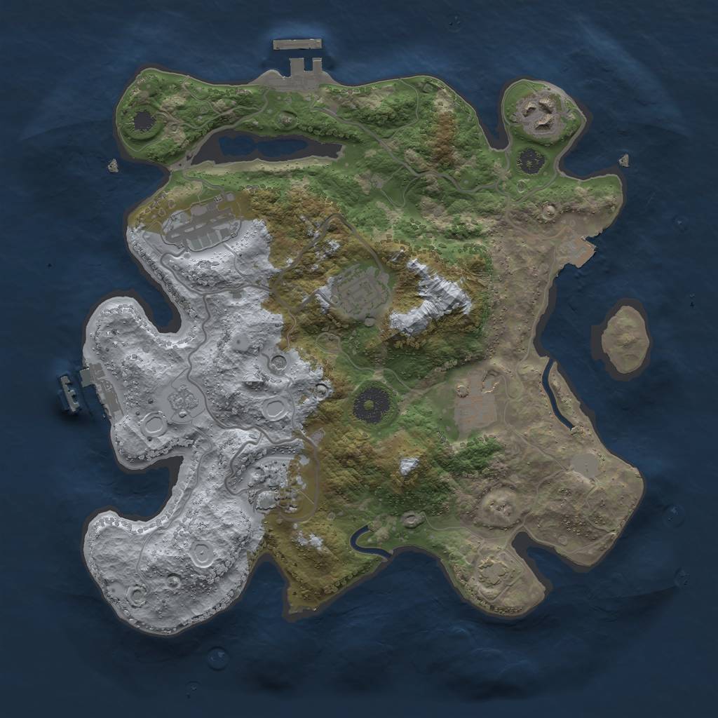 Rust Map: Procedural Map, Size: 3000, Seed: 6807, 13 Monuments
