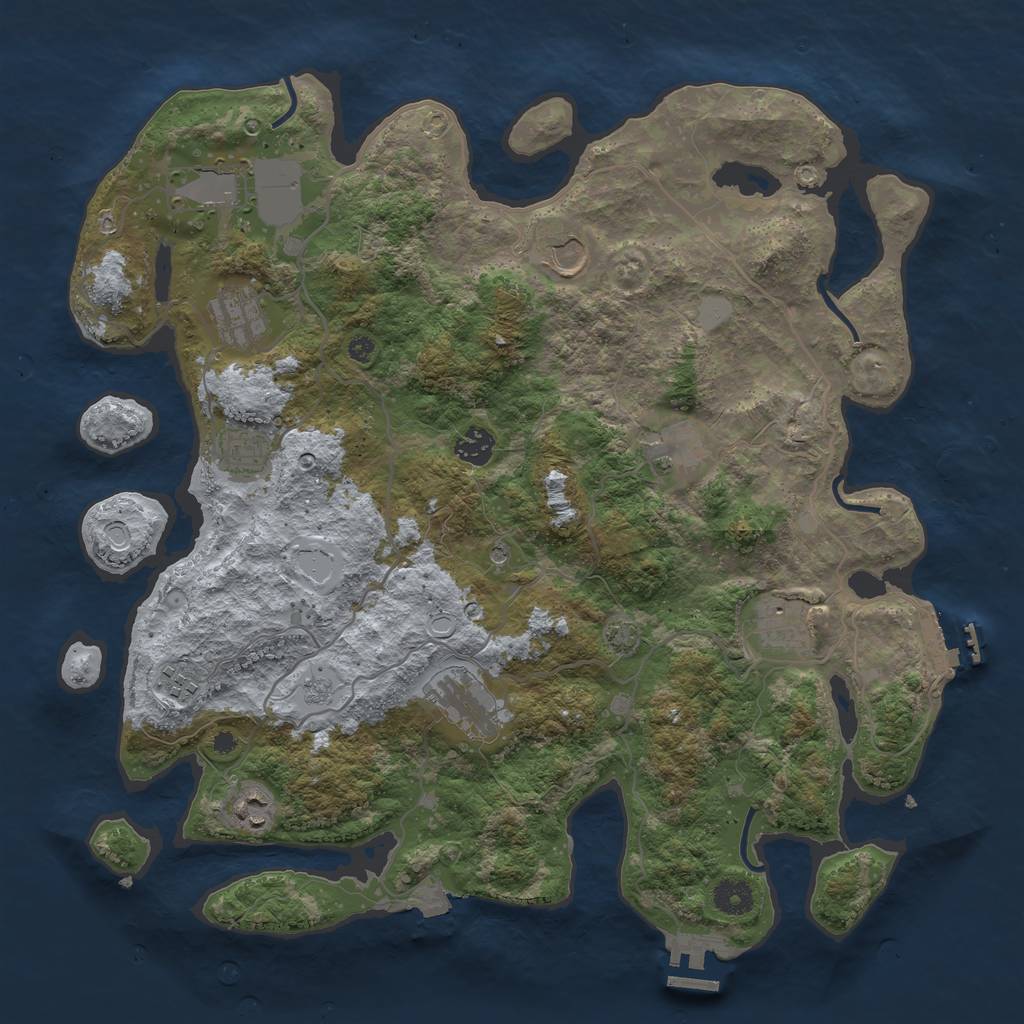 Rust Map: Procedural Map, Size: 4000, Seed: 1957662708, 18 Monuments
