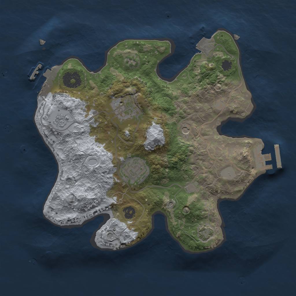 Rust Map: Procedural Map, Size: 2500, Seed: 728632513, 10 Monuments