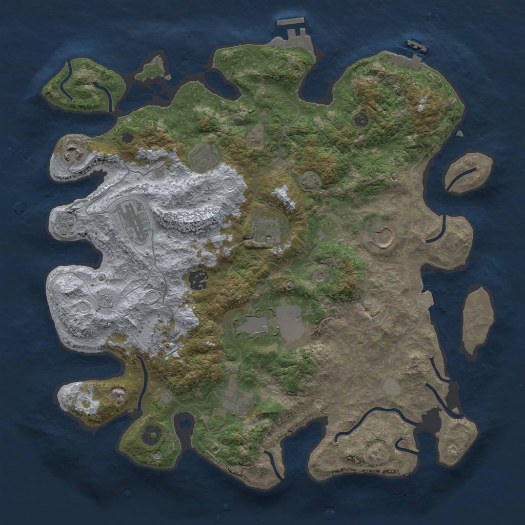 Rust Map: Procedural Map, Size: 3900, Seed: 1483450108, 18 Monuments