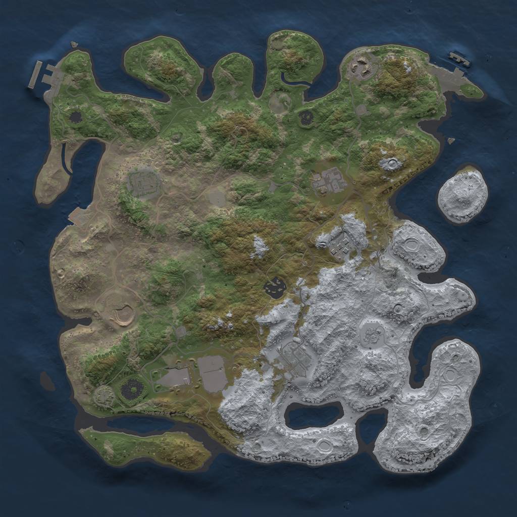 Rust Map: Procedural Map, Size: 3650, Seed: 741234110, 15 Monuments