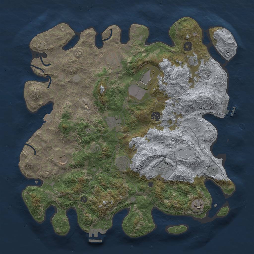 Rust Map: Procedural Map, Size: 4000, Seed: 42672581, 18 Monuments