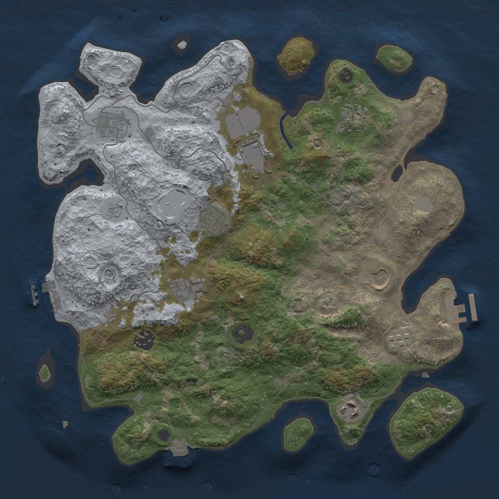 Rust Map: Procedural Map, Size: 3650, Seed: 37631, 17 Monuments