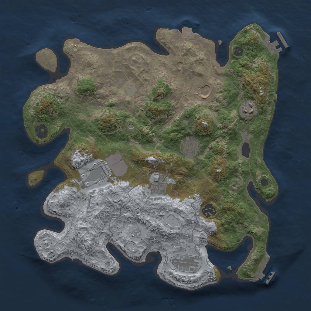 Rust Map: Procedural Map, Size: 3500, Seed: 34939393, 15 Monuments