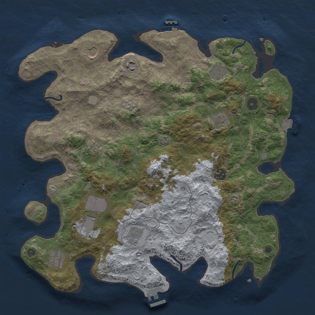 Rust Map: Procedural Map, Size: 4000, Seed: 1298674883, 18 Monuments