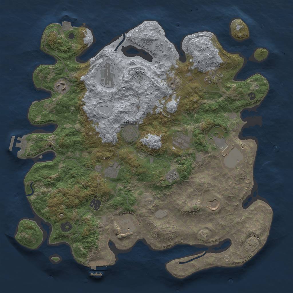 Rust Map: Procedural Map, Size: 3950, Seed: 84776459, 19 Monuments