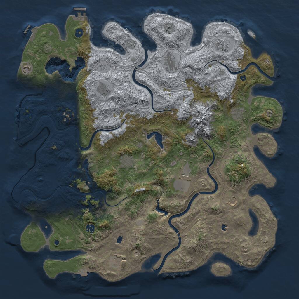Rust Map: Procedural Map, Size: 5000, Seed: 257445581, 17 Monuments