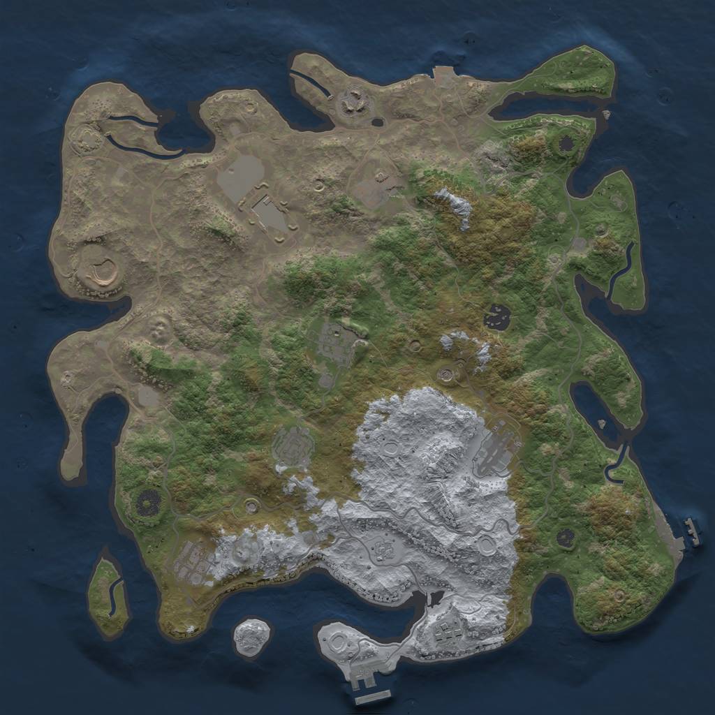 Rust Map: Procedural Map, Size: 4000, Seed: 69874643, 18 Monuments