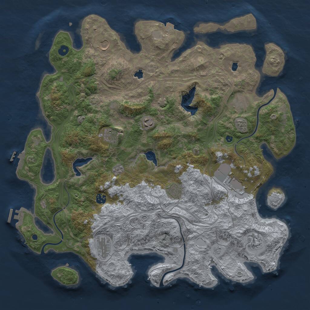Rust Map: Procedural Map, Size: 4500, Seed: 7685, 16 Monuments