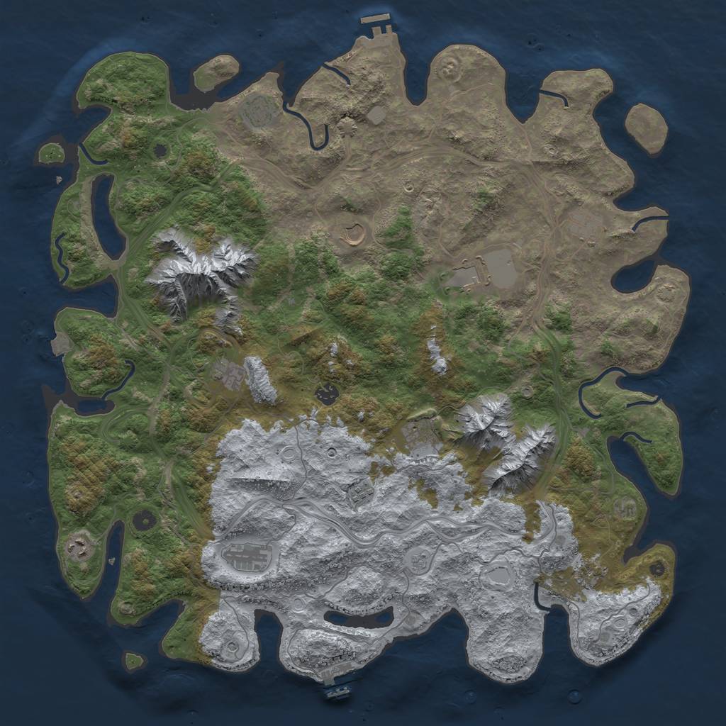 Rust Map: Procedural Map, Size: 5000, Seed: 934185521, 19 Monuments