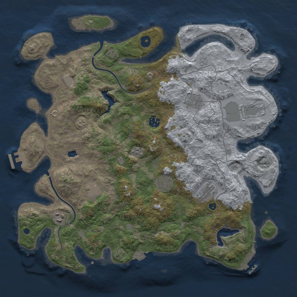 Rust Map: Procedural Map, Size: 4000, Seed: 823, 14 Monuments