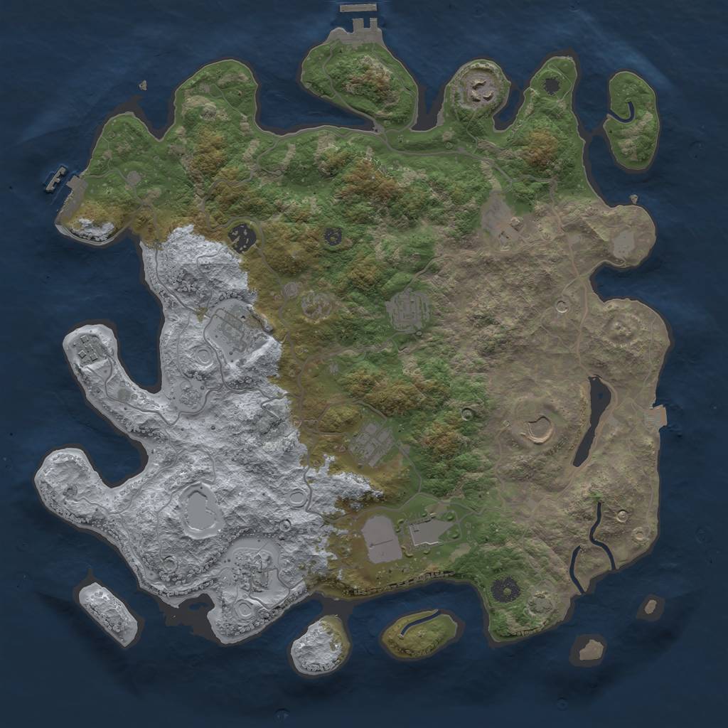 Rust Map: Procedural Map, Size: 4000, Seed: 423411421, 18 Monuments