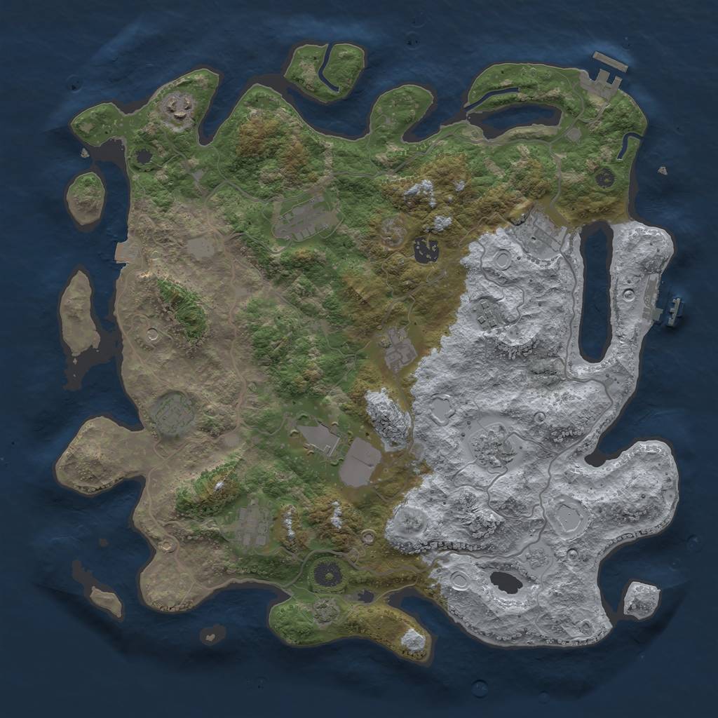 Rust Map: Procedural Map, Size: 4000, Seed: 568795, 18 Monuments