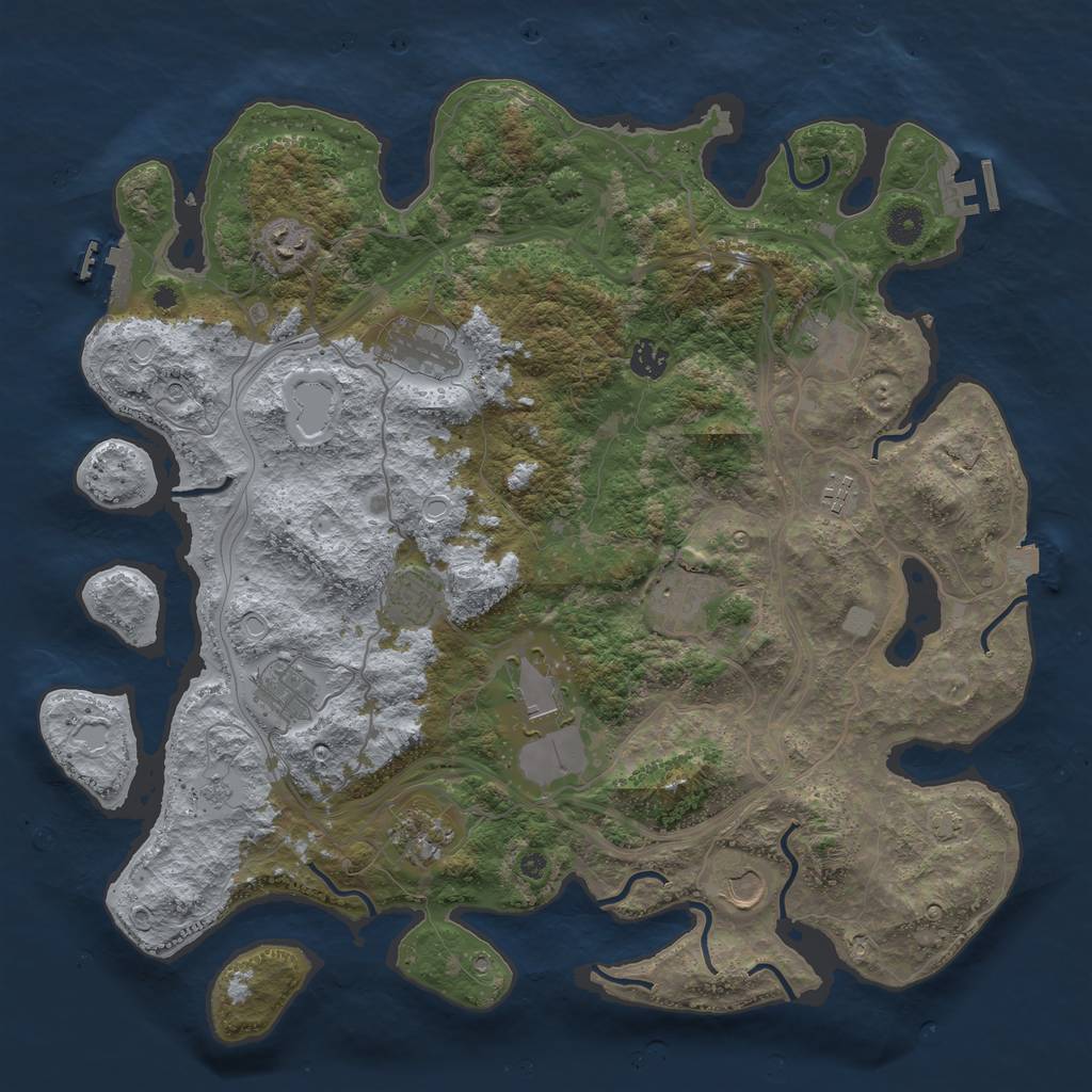 Rust Map: Procedural Map, Size: 4250, Seed: 1257757099, 19 Monuments