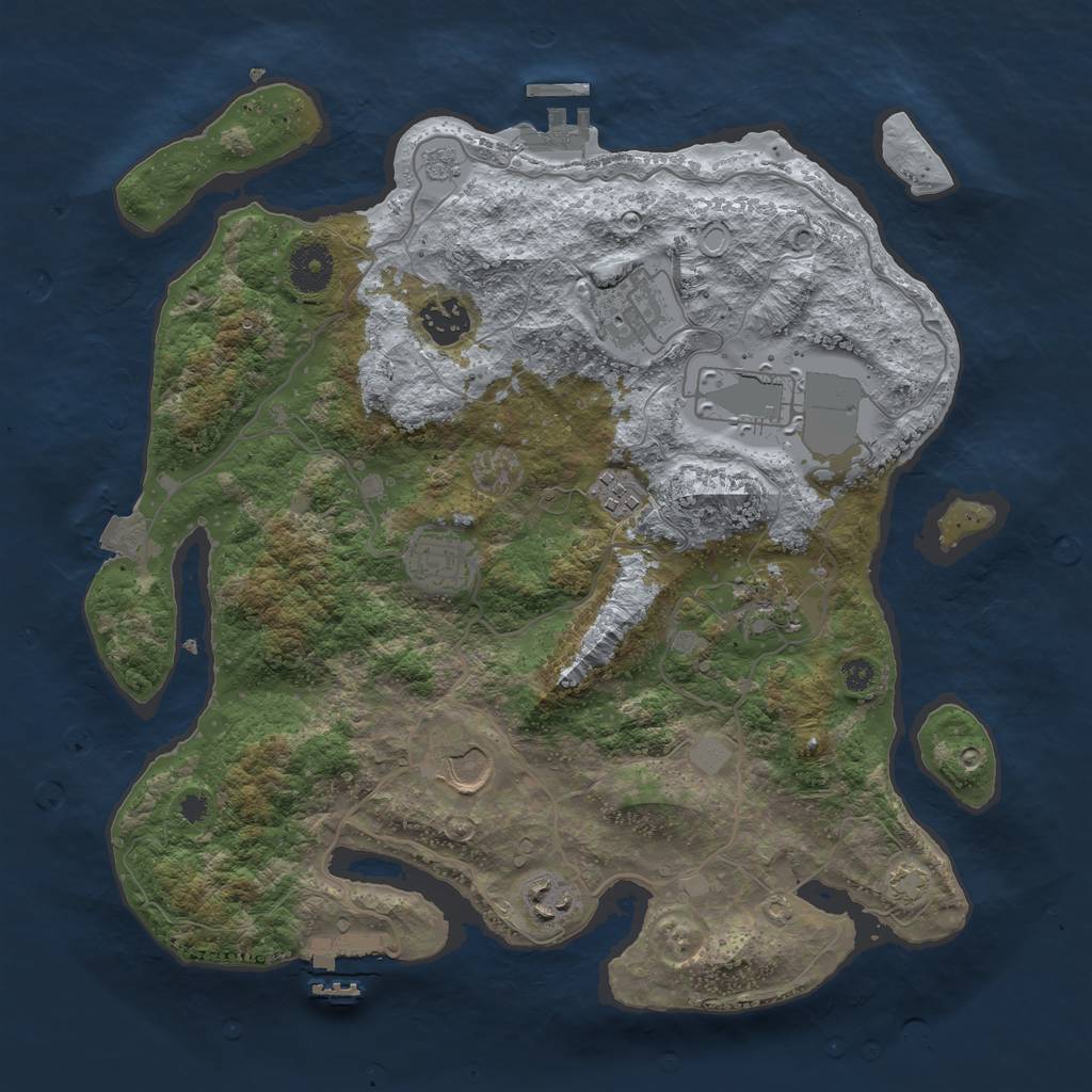 Rust Map: Procedural Map, Size: 3500, Seed: 72513476, 15 Monuments