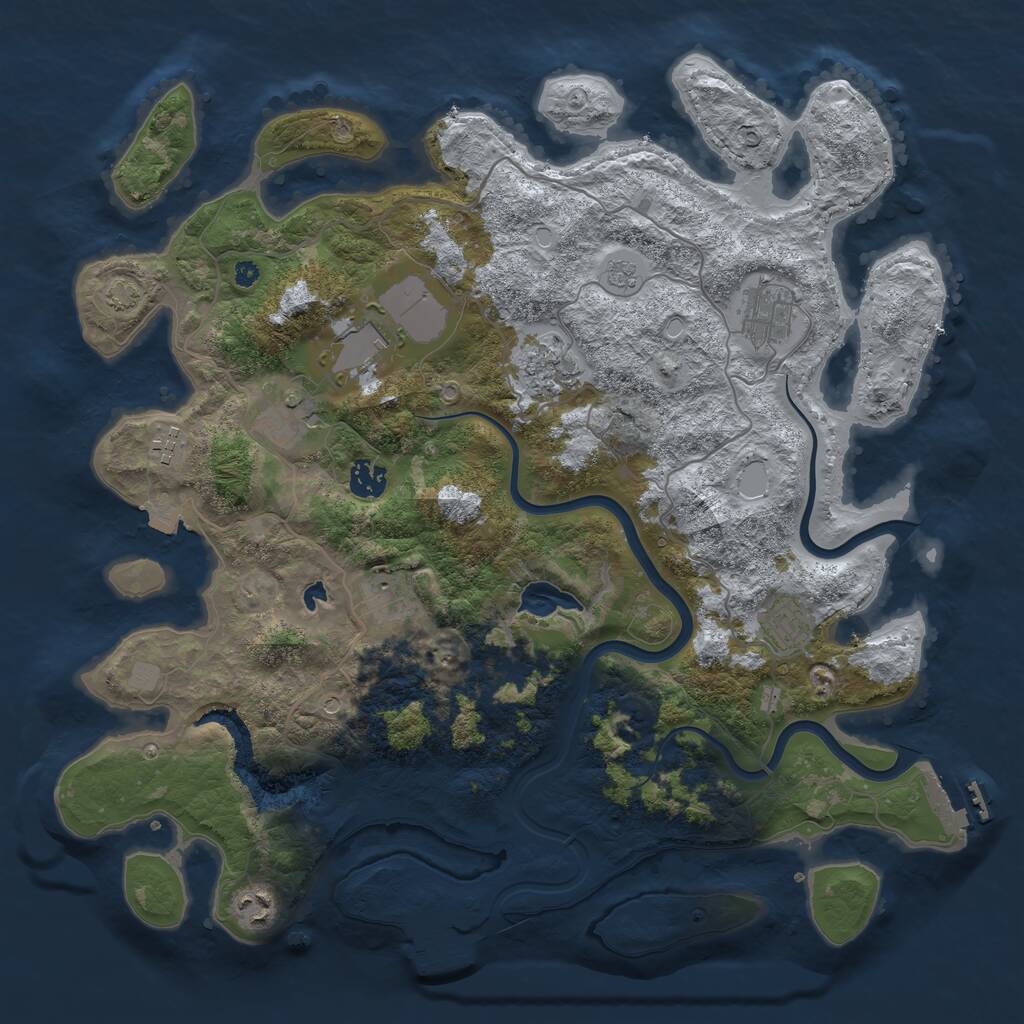 Rust Map: Procedural Map, Size: 4000, Seed: 142142, 15 Monuments