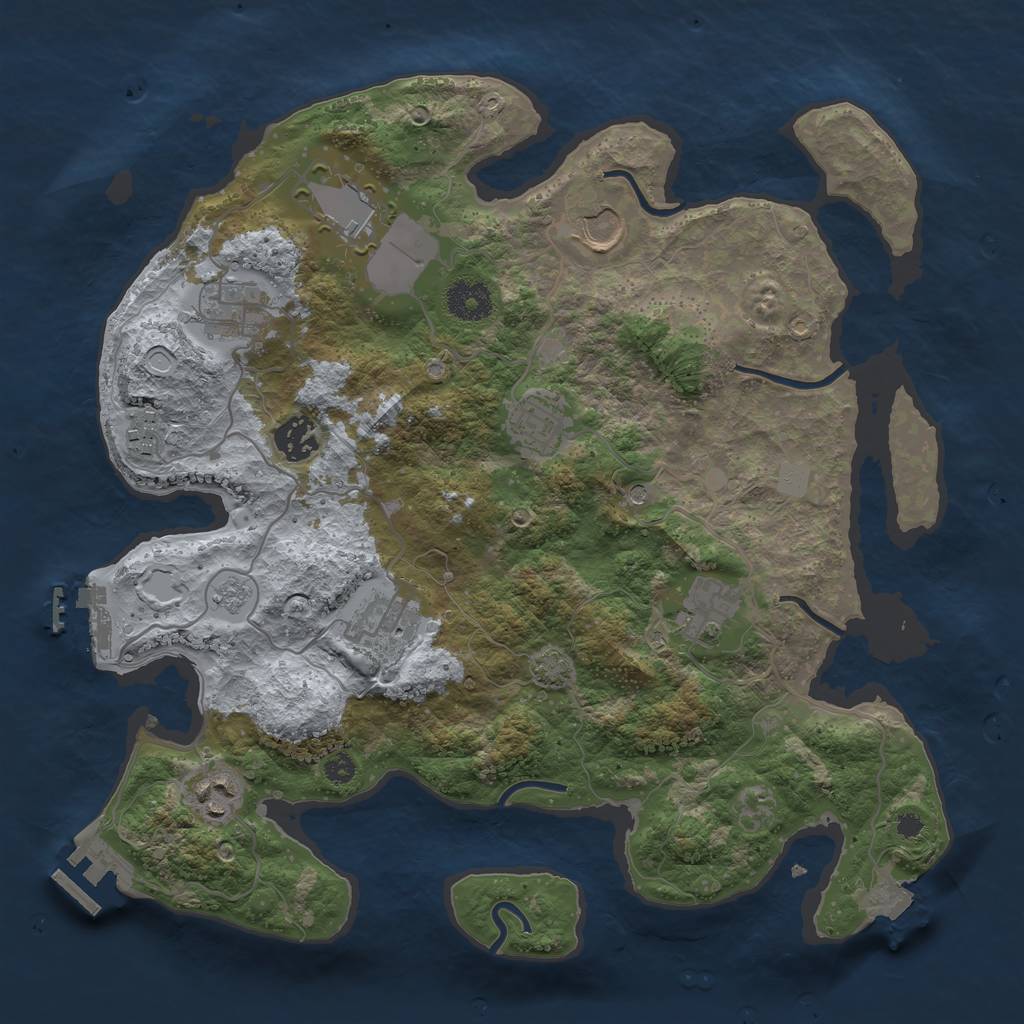 Rust Map: Procedural Map, Size: 3500, Seed: 1904806515, 17 Monuments