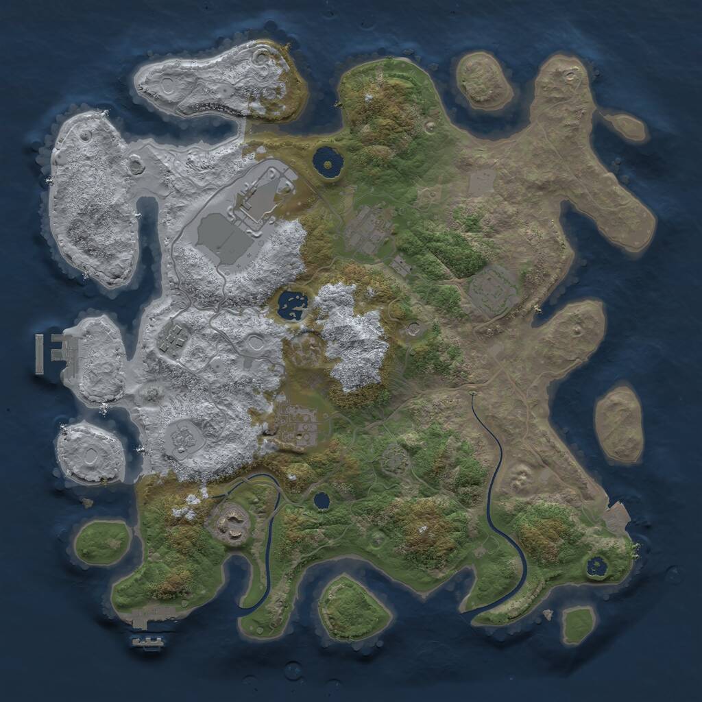Rust Map: Procedural Map, Size: 3500, Seed: 103931933, 13 Monuments