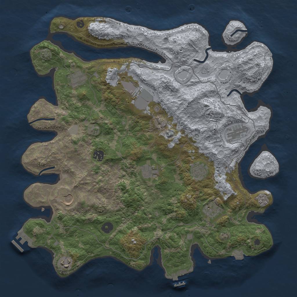 Rust Map: Procedural Map, Size: 4000, Seed: 1807809826, 18 Monuments
