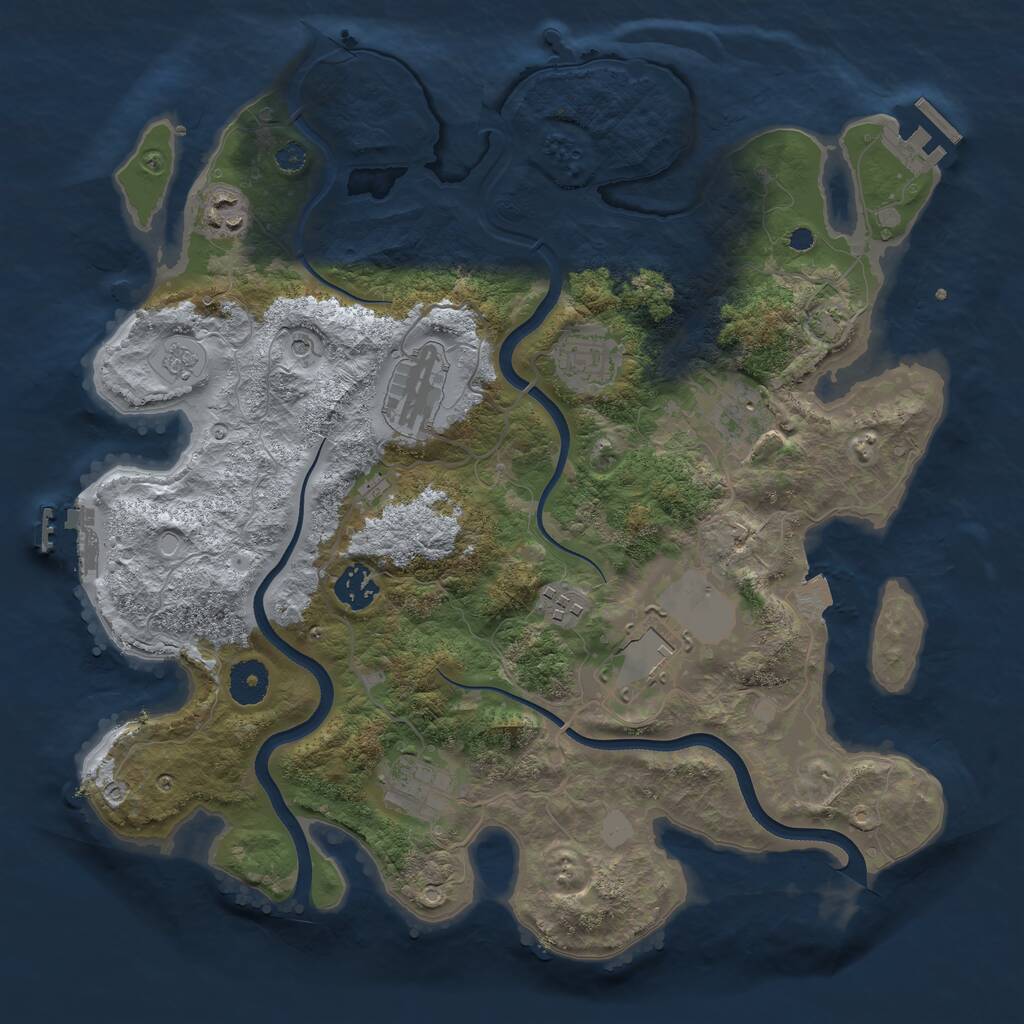 Rust Map: Procedural Map, Size: 3600, Seed: 2225, 14 Monuments