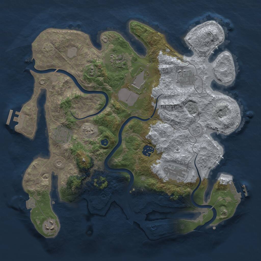Rust Map: Procedural Map, Size: 3500, Seed: 1217385648, 14 Monuments