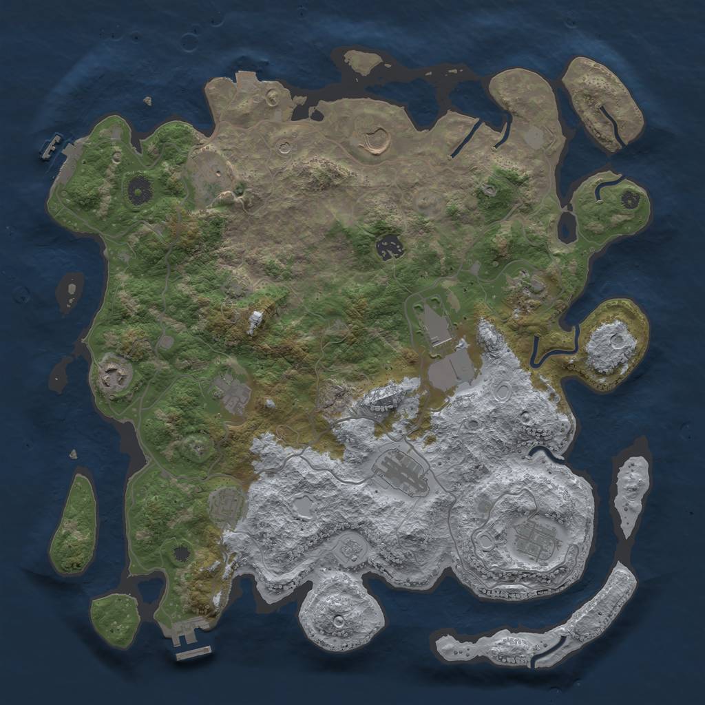 Rust Map: Procedural Map, Size: 4000, Seed: 1681594, 18 Monuments