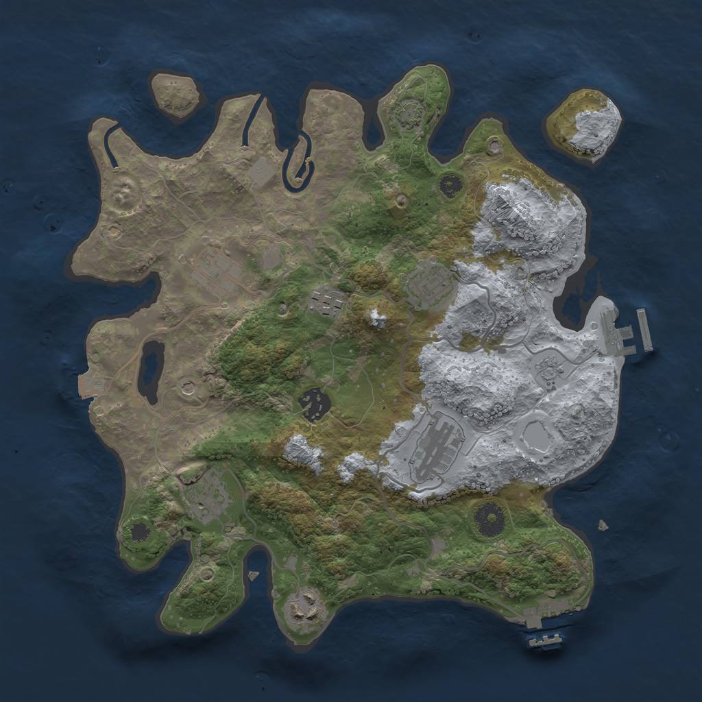 Rust Map: Procedural Map, Size: 3300, Seed: 1216318505, 15 Monuments