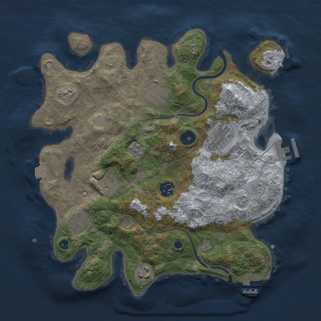 Rust Map: Procedural Map, Size: 3300, Seed: 1216318505, 13 Monuments