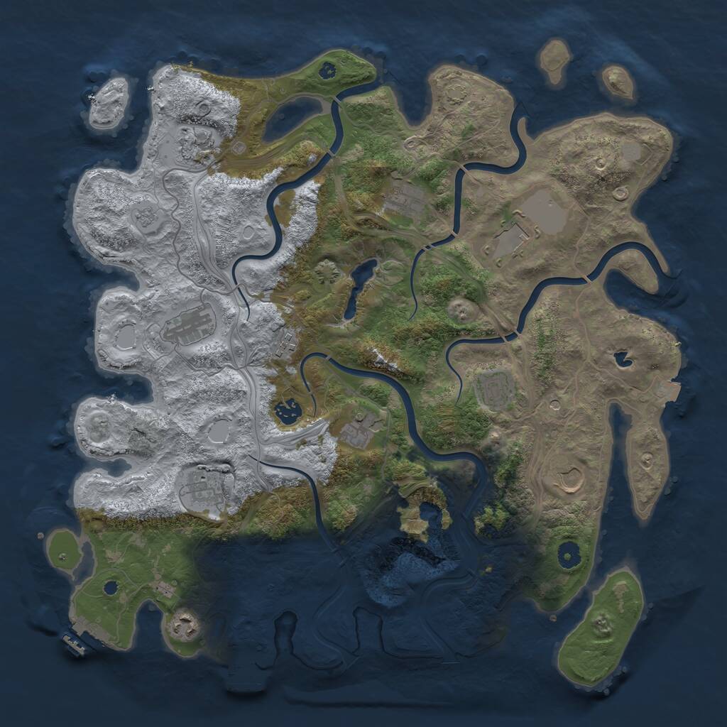 Rust Map: Procedural Map, Size: 4300, Seed: 42819121, 17 Monuments