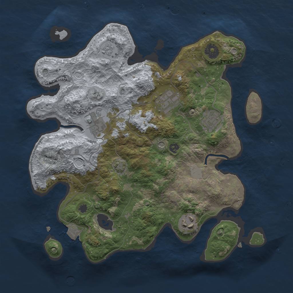 Rust Map: Procedural Map, Size: 3000, Seed: 21038, 10 Monuments