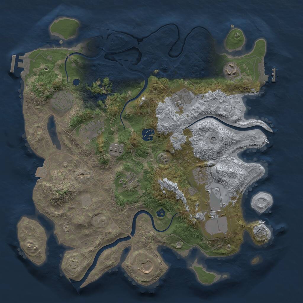 Rust Map: Procedural Map, Size: 3500, Seed: 667905707, 15 Monuments
