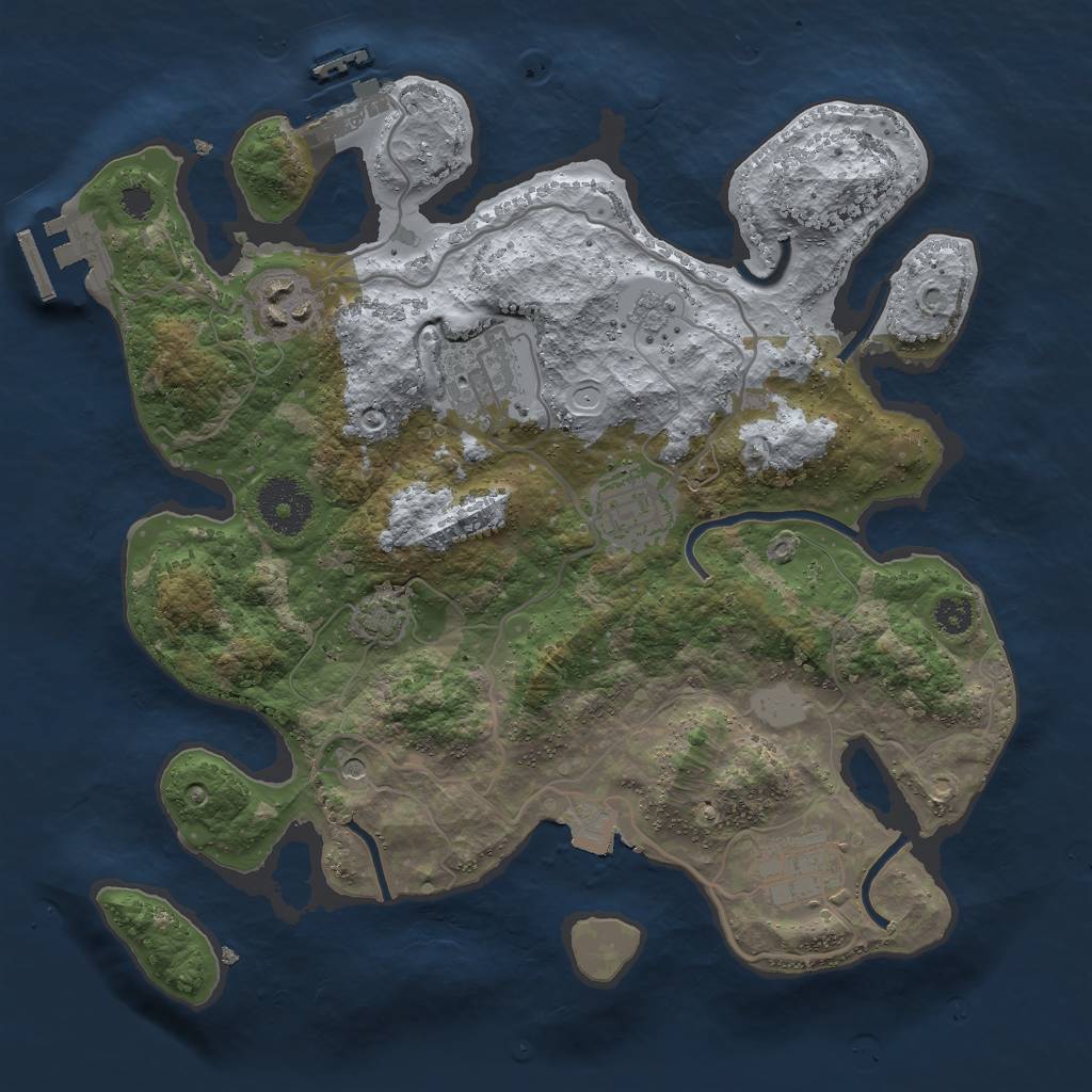 Rust Map: Procedural Map, Size: 3000, Seed: 32126, 12 Monuments