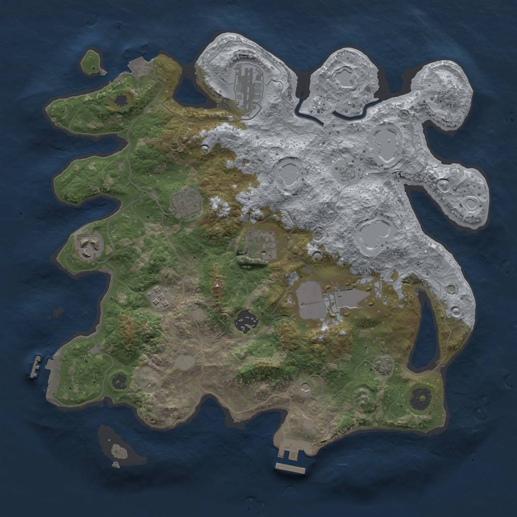 Rust Map: Procedural Map, Size: 3500, Seed: 63959921, 15 Monuments