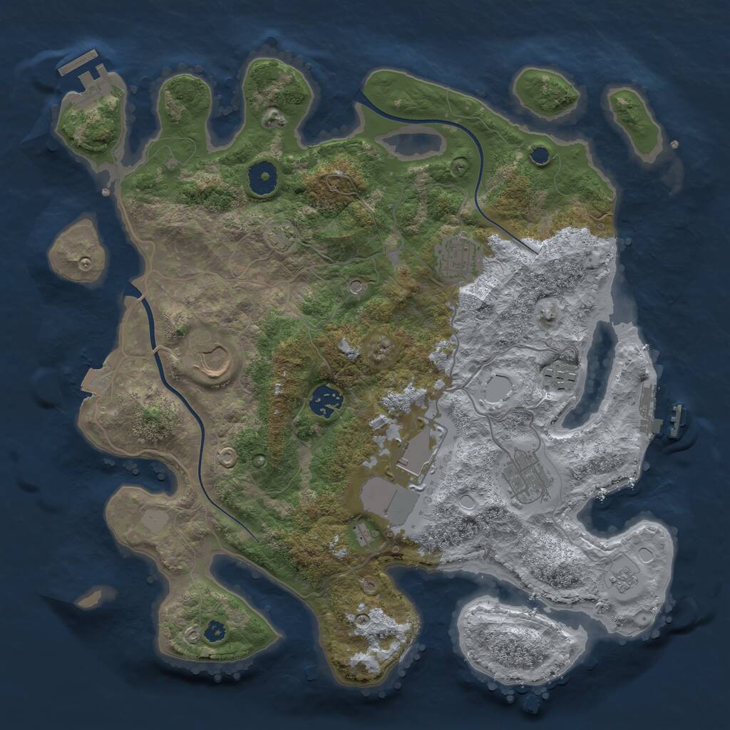 Rust Map: Procedural Map, Size: 3500, Seed: 1670046953, 12 Monuments