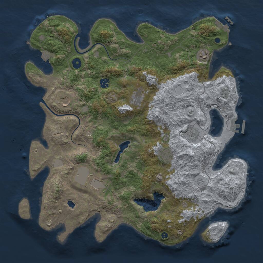 Rust Map: Procedural Map, Size: 4000, Seed: 275674381, 14 Monuments
