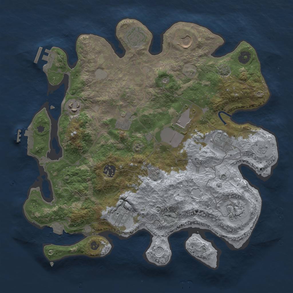Rust Map: Procedural Map, Size: 3500, Seed: 278645666, 18 Monuments