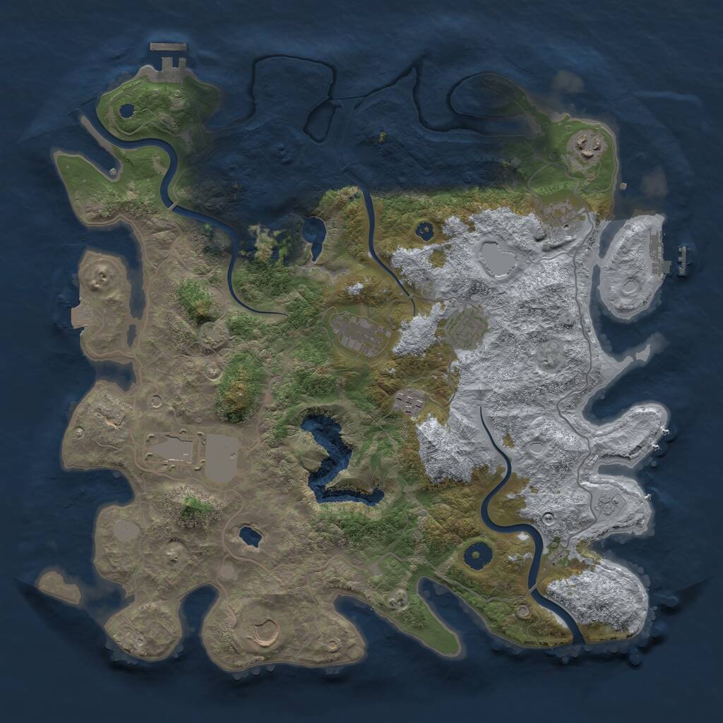 Rust Map: Procedural Map, Size: 4000, Seed: 1116182928, 13 Monuments